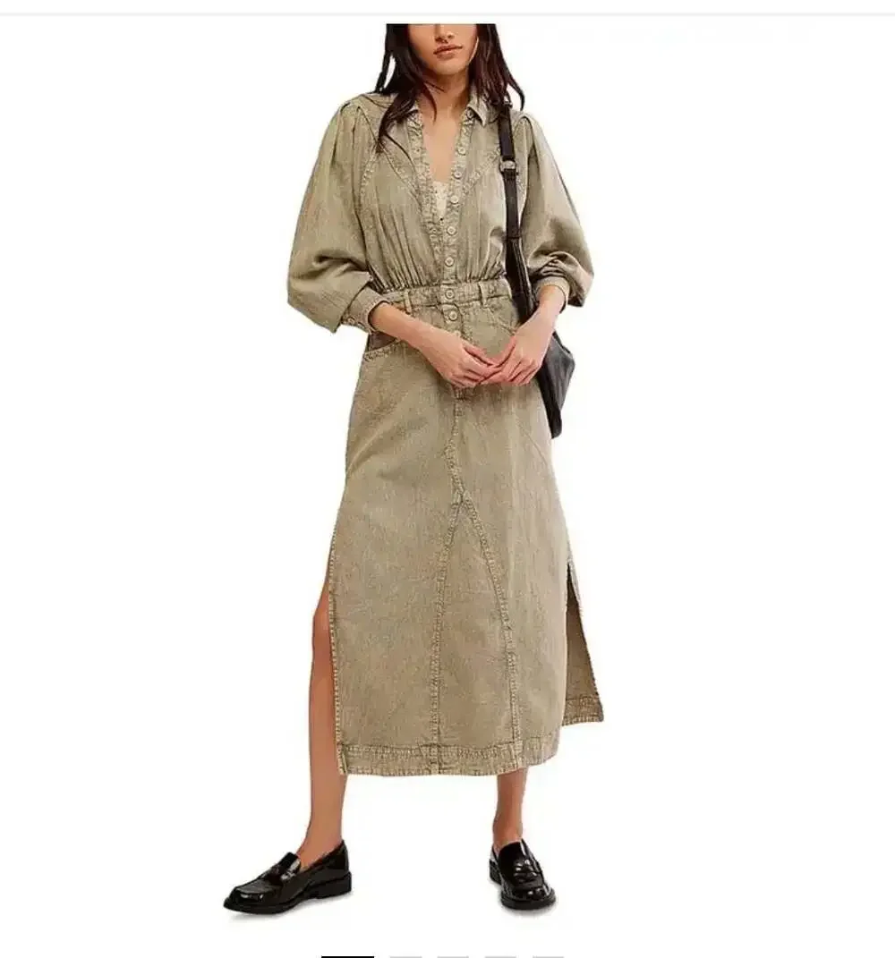 Free People Mad Love Denim Midi Dress